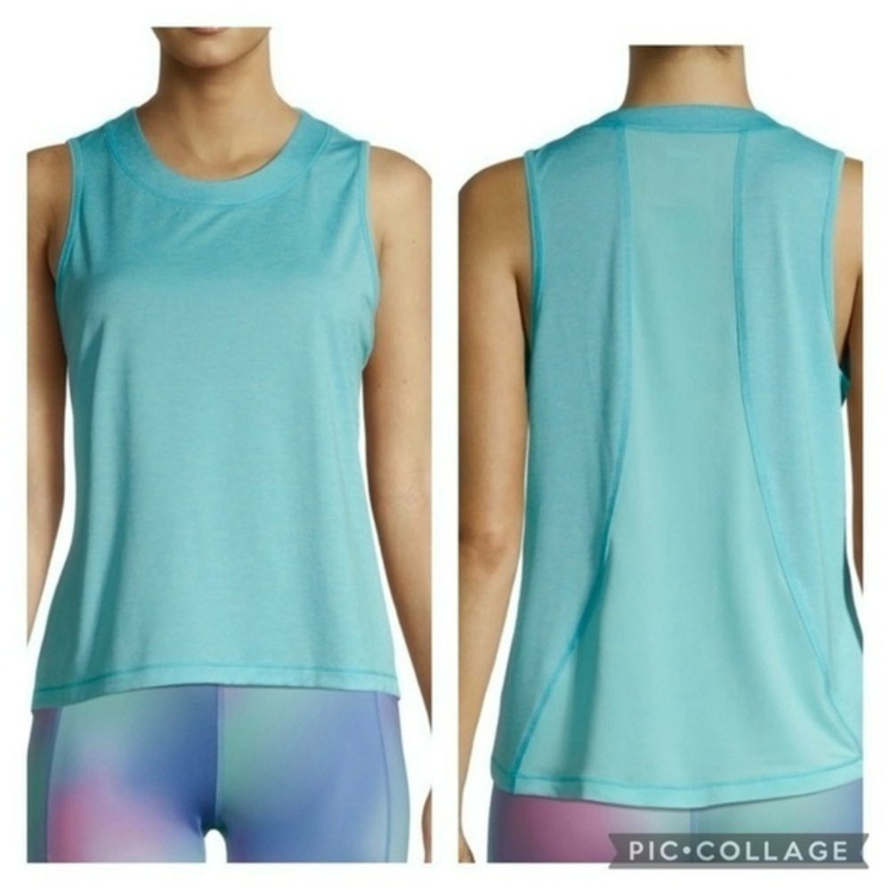 Avia Tank Top Mesh Sports Tank Top XL (14/16) Blue Activewear Athleisure Yoga